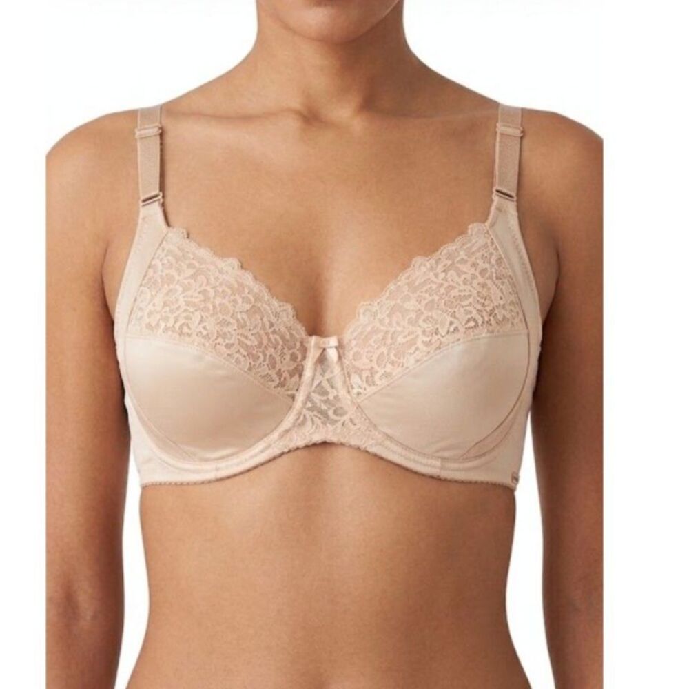 Wacoal Women's Tapestry Tan-Blush Satin Ivory Floral Lace Underwire Bra Size 36D